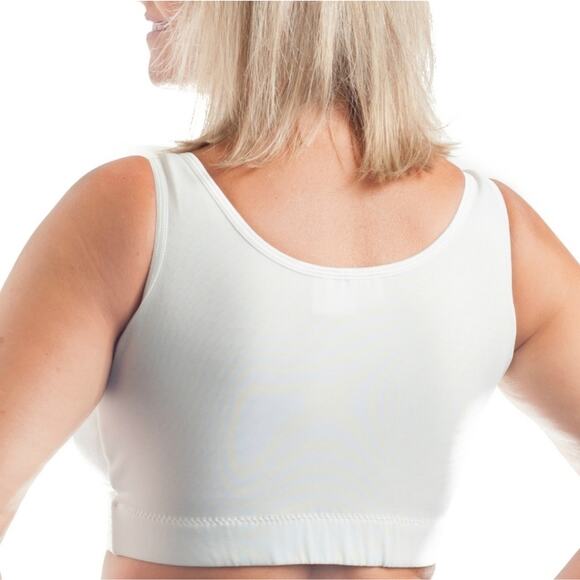 Wear Ease Compression Vest Small White, Post-Surgical Bra, Zip Closure - Picture 3 of 10
